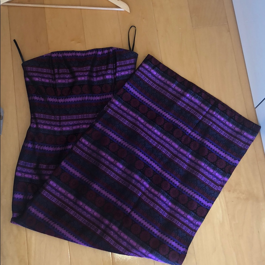 Iridescent Purple Striped, Patterned Gown